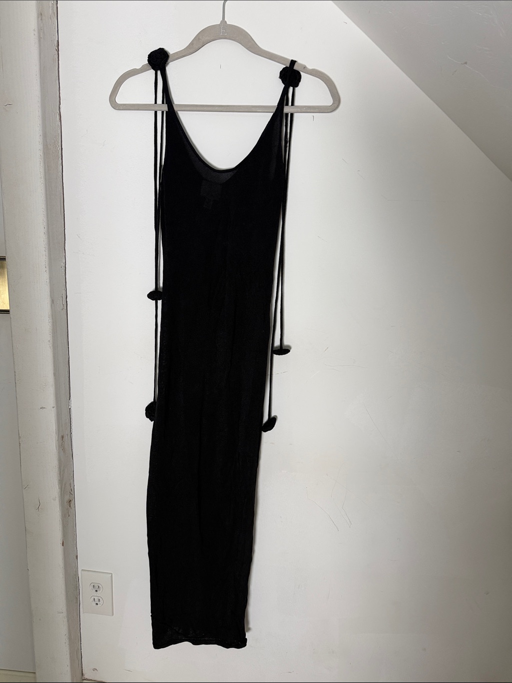 H&M Black Dress With Pom Tie Straps